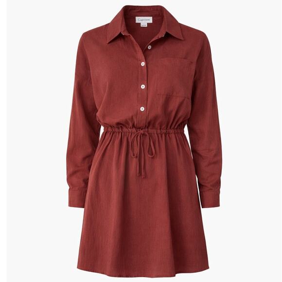 Cupshe Dresses & Skirts - Cupshe Maroon Mini Shirt Dress Women’s Large Button Front Drawstring Waist